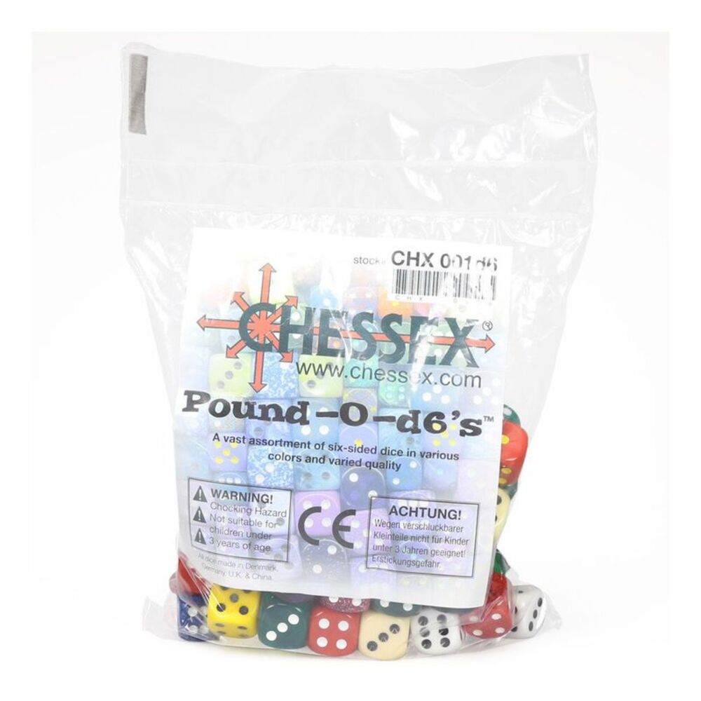 Chessex Dice: Pound of D6 (Pound-O-Dice) Approximately 100 Die